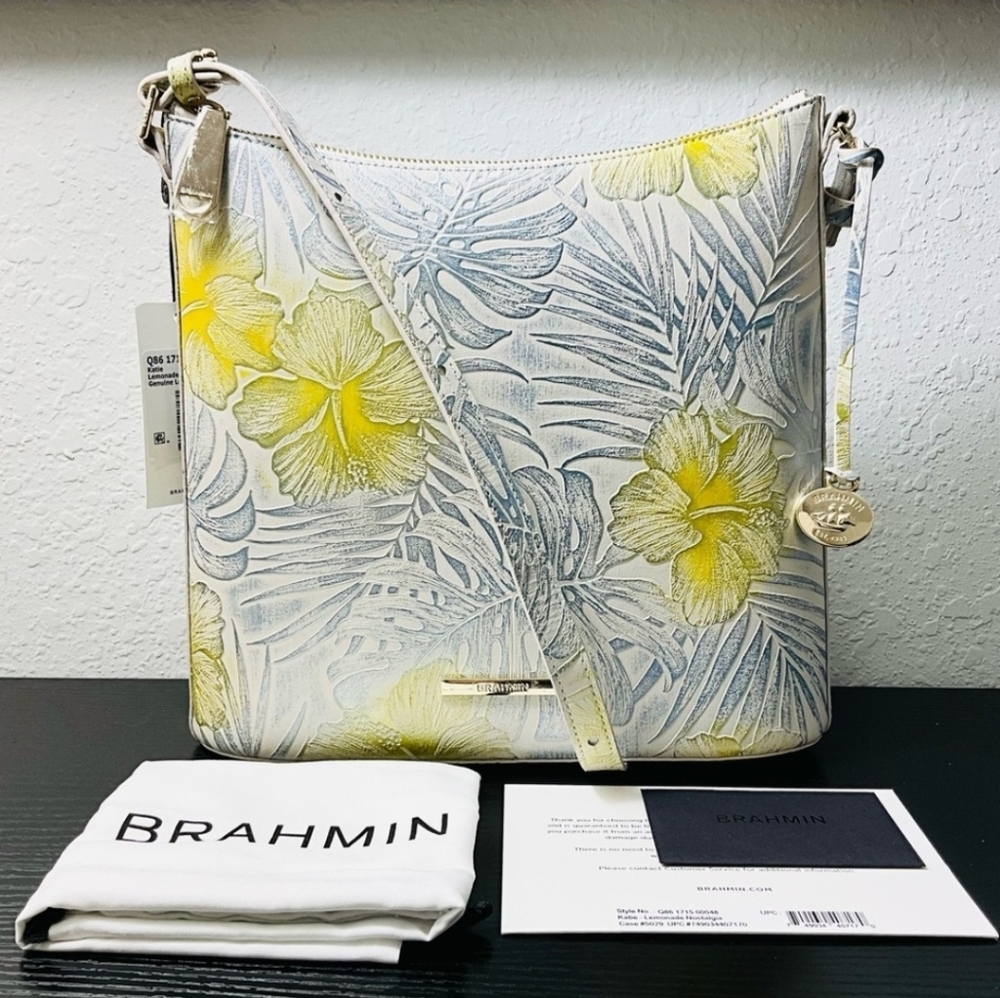 🤍🔹️Brahmin🔹️Katie LEMOMADE NOSTALGIA  Leather FLORAL PRINT Crossbody + Wallet - Picture 3 of 12